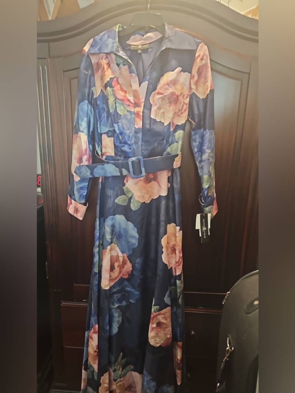 Betsy & Adam Navy Floral Satin dress